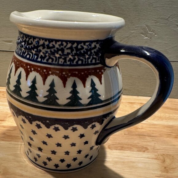 Polish Pottery Original Boleslawiec 7" Pitcher Trees and Stars Perfect Condition - Picture 1 of 6